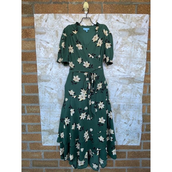 Draper James Naomi Wrap Dress in Shimmer Magnolia size 14 - Picture 3 of 12